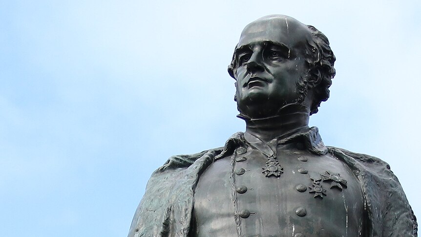 Close-up of statue of John Franklin.