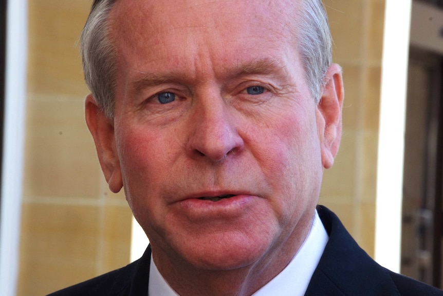 A tight head shot of WA Premier Colin Barnett.