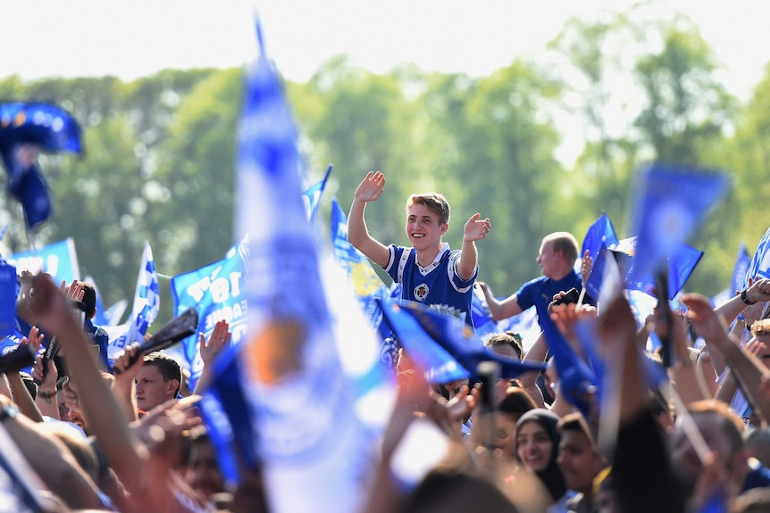 Fans gather for Leicester City's open top bus parade
