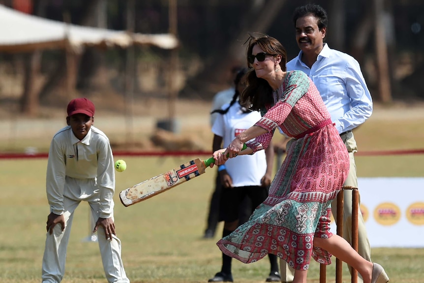 Duchess of Cambridge with former Indian cricketer Dilip Vengsarkar