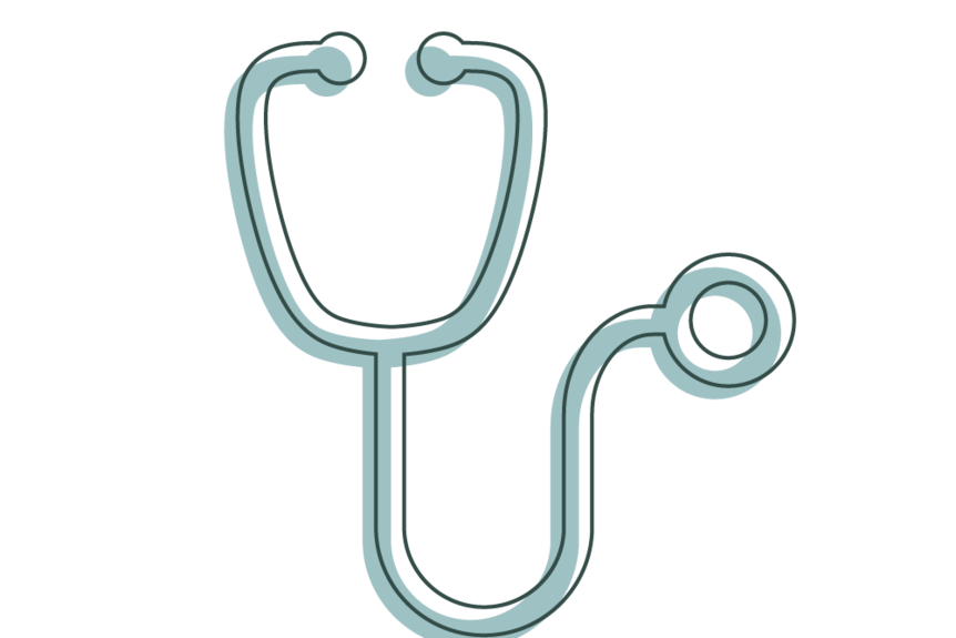 A digitally drawn graphic of a doctor's stethoscope.
