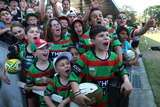 South Sydney fans show their support during a Rabbitohs training session at Redfern Oval.