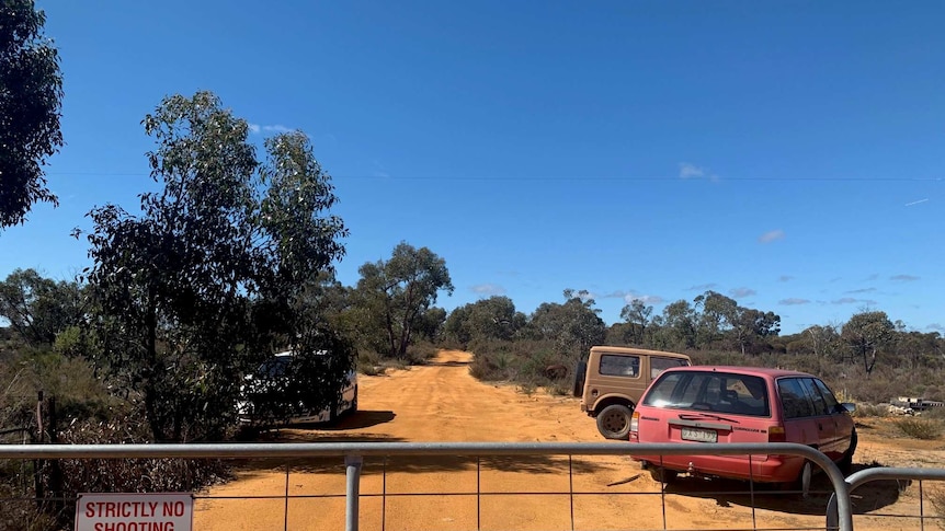 A gate at the Kaniva property where the EPA is investigating an illegal chemical waste dump.