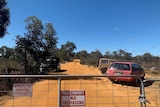 A gate at the Kaniva property where the EPA is investigating an illegal chemical waste dump.