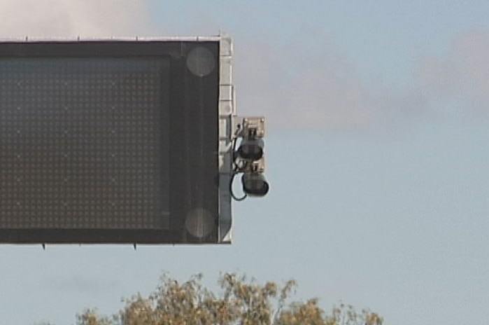 Fixed camera on a Queensland road sign