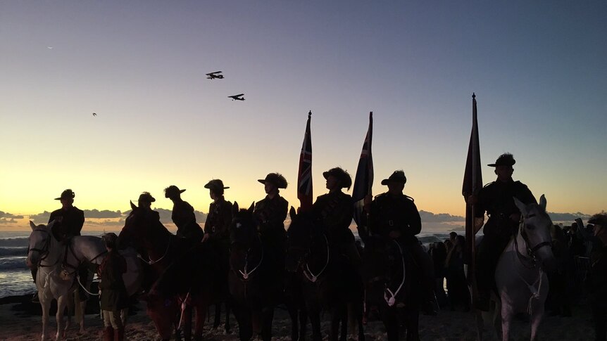 Anzac Day dawn service at Currumbin on the Gold Coast.