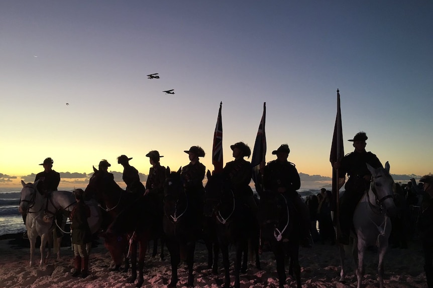 Anzac Day dawn service at Currumbin on the Gold Coast.