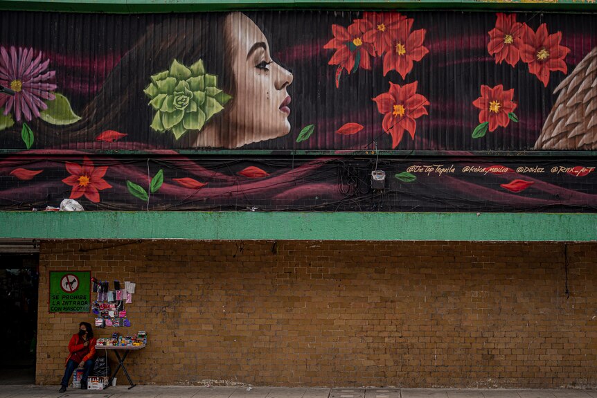A mural of a woman.