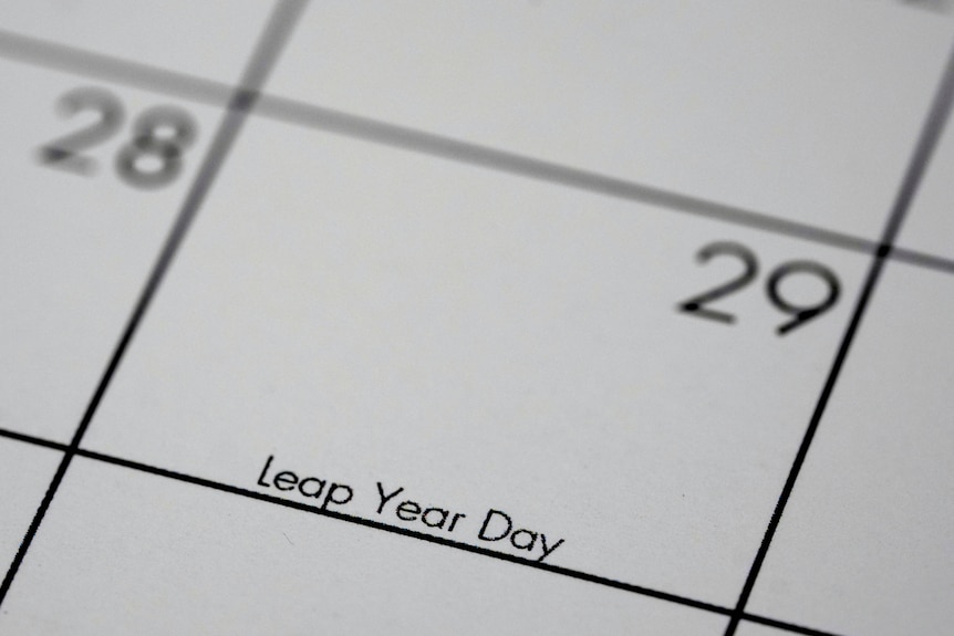 A photo of a calendar that says Leap Year Day on February 29.