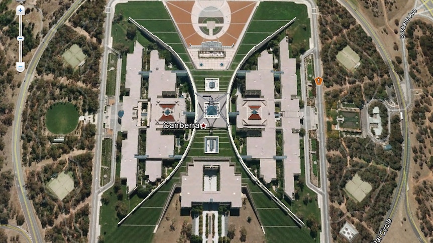 Google maps show Canberra Parliament House in 3D