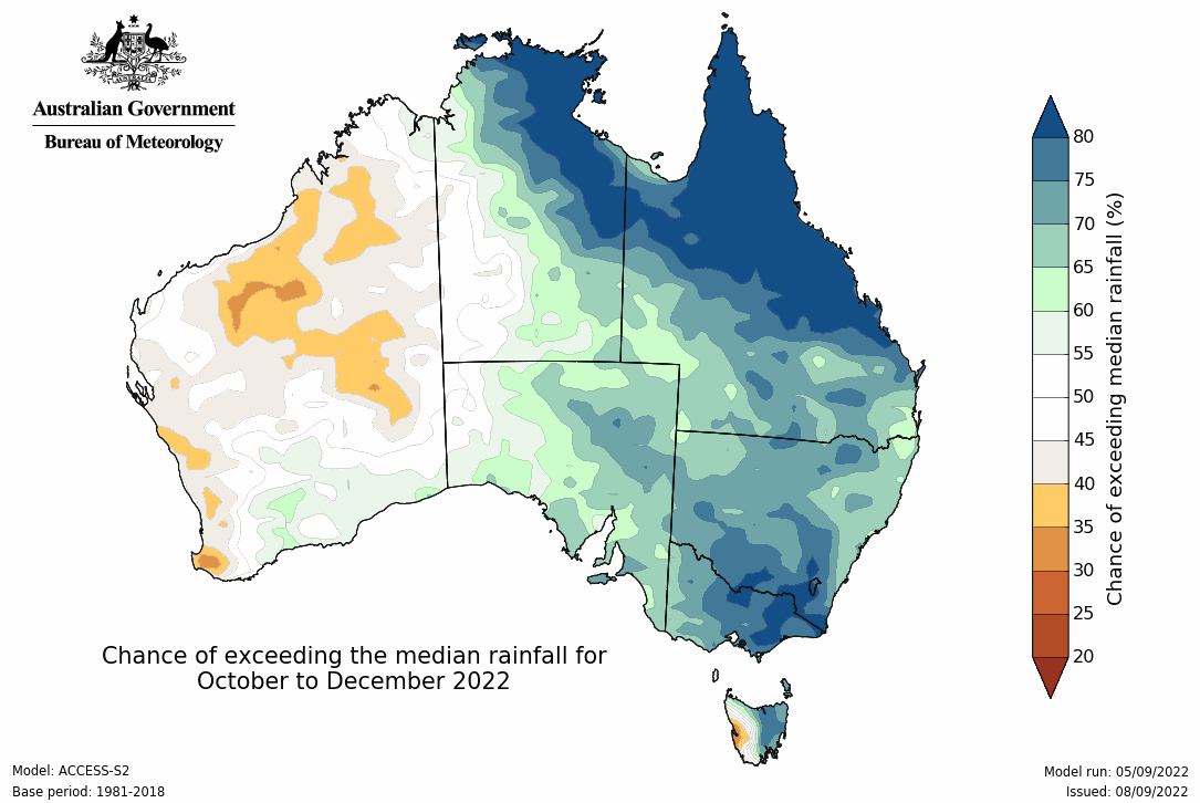 Map of Aus light and dark green on east coast 