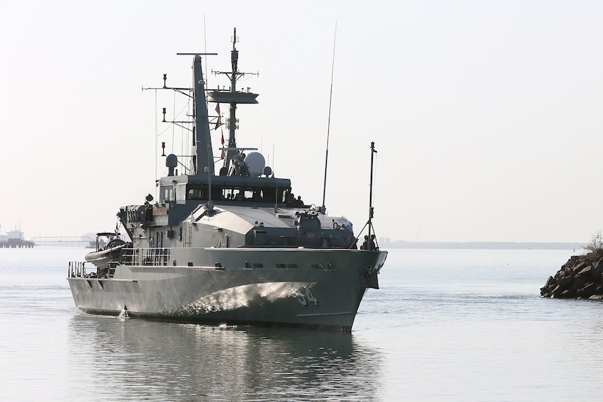 The HMAS Launceston under power