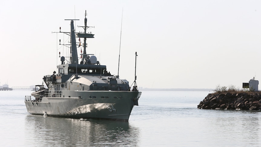 The HMAS Launceston under power