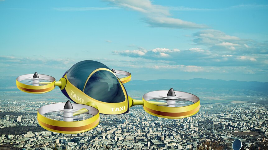 Yellow glass domed round aircraft