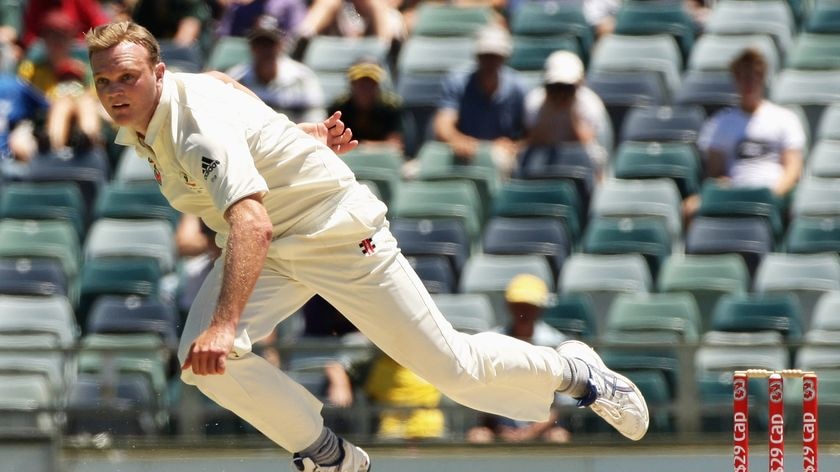 Doug Bollinger sends one down on day three.