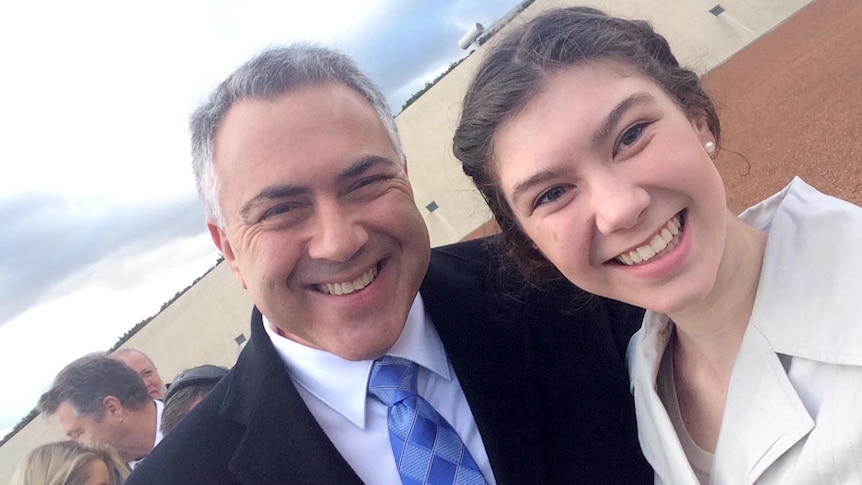 The press conference was briefly interrupted when an eager visitor to Parliament House asked Mr Hockey for a selfie.