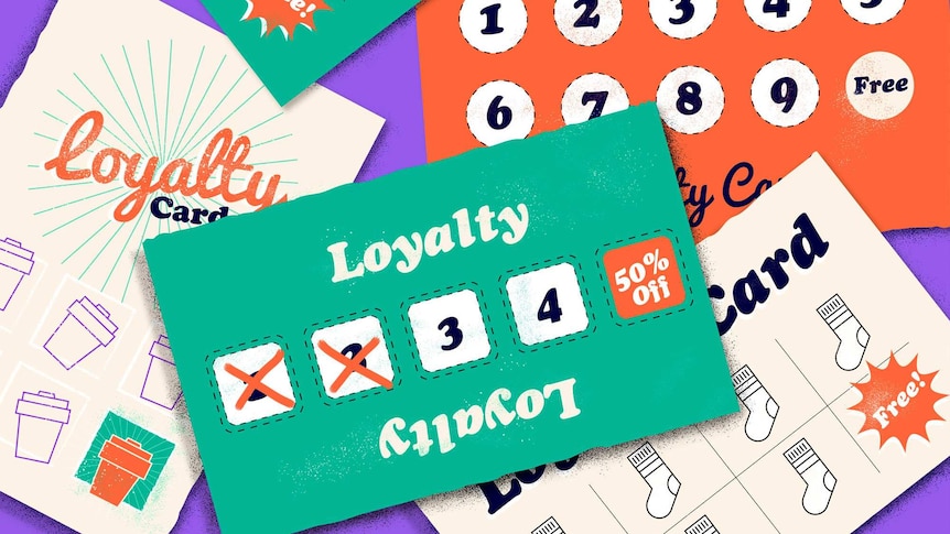 An illustrated pile of coffee and clothing loyalty cards to depict how to make reward schemes worth your time.