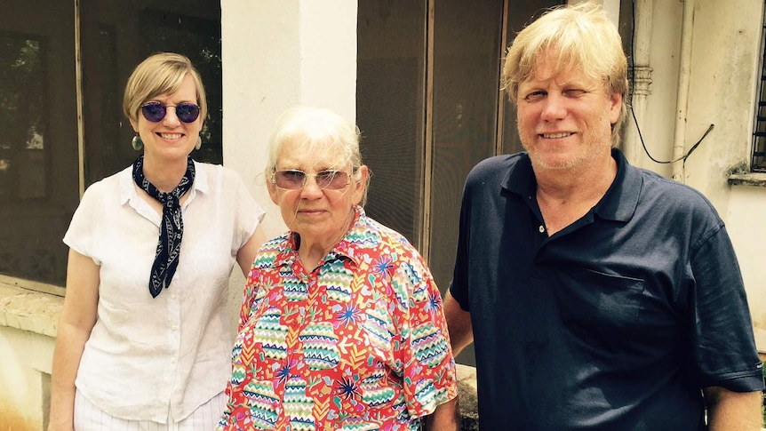 Fiona Richardson with her mother and brother