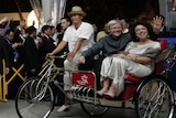 Many of the 21 world leaders arrived for the APEC dinner in old fashioned bicycle rickshaws.