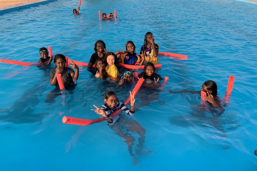 Ngukurr children in reopened swimming pool