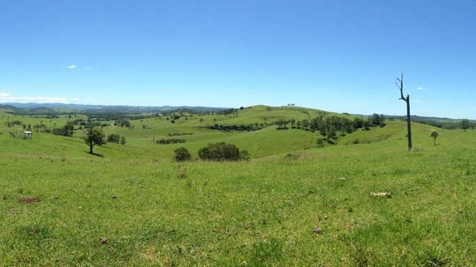 A panoramic view over the Miller family's farm at Wallarobba.