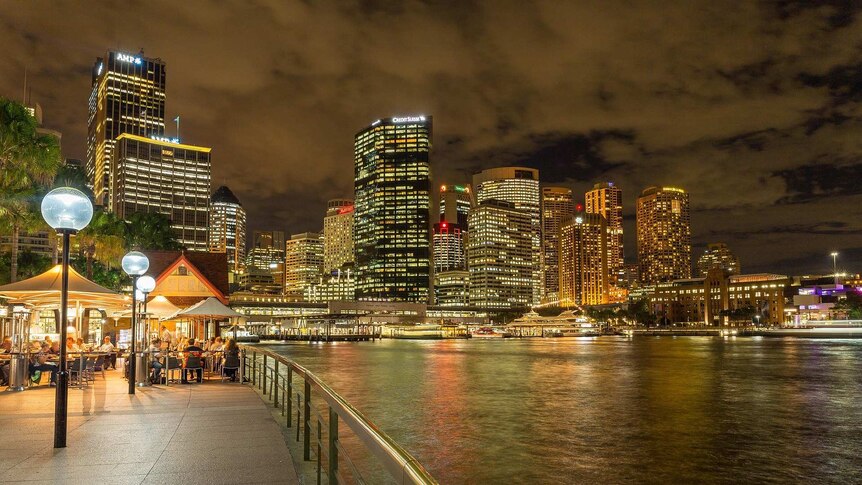 Sydney city skyline with the harbour in the foreground