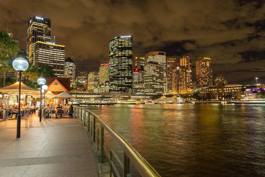 Sydney city skyline with the harbour in the foreground