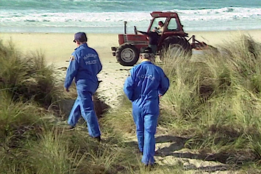 Police at the murder site of Victoria Cafasso