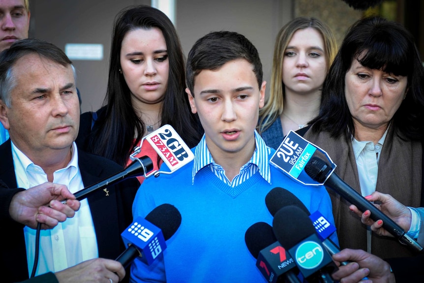 Stuart Kelly speaks at a press conference in 2014