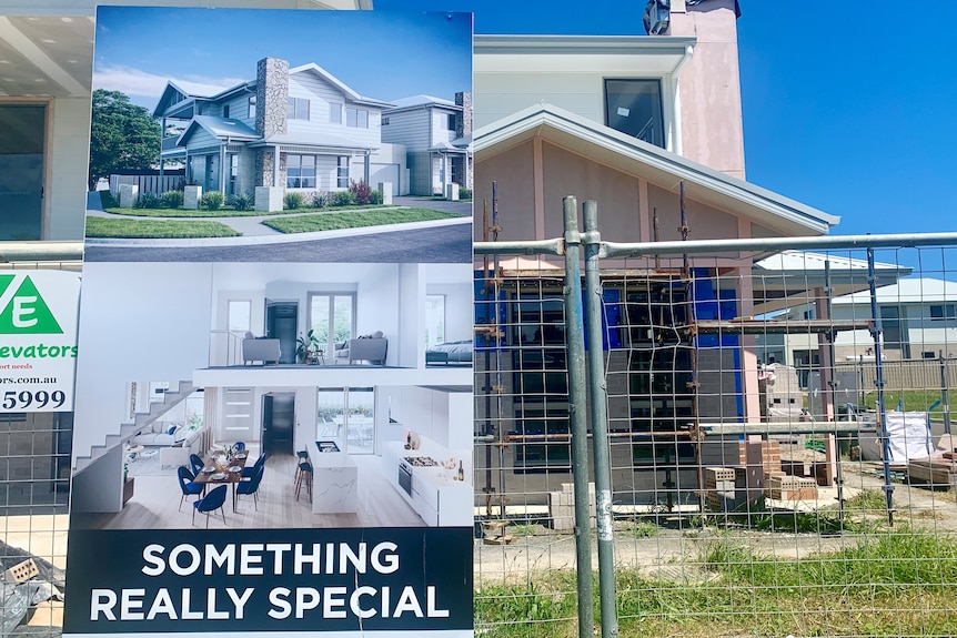 A house under construction in Shell Cove, Wollongong's south.