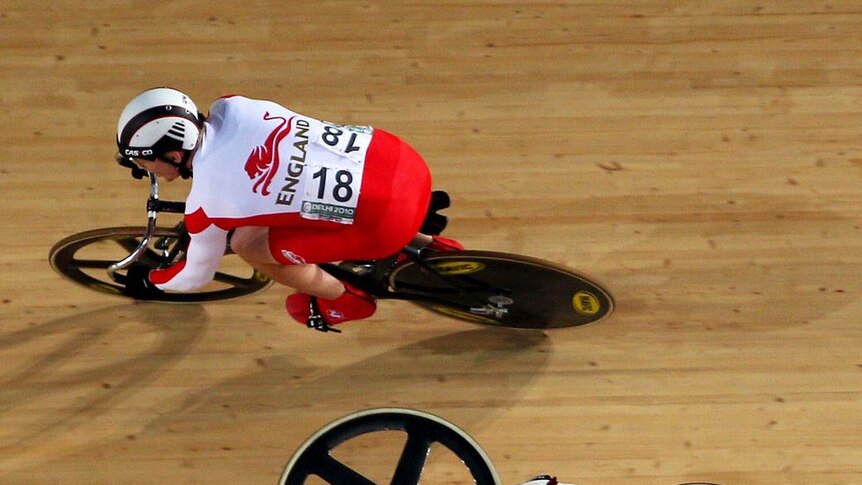 Perkins was deemed to have caused this crash in the second round of the keirin.