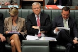 Kevin Rudd during Question Time, looking unimpressed