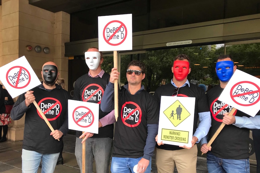 Protesters outside court of paedophile Vivian DeBoo case