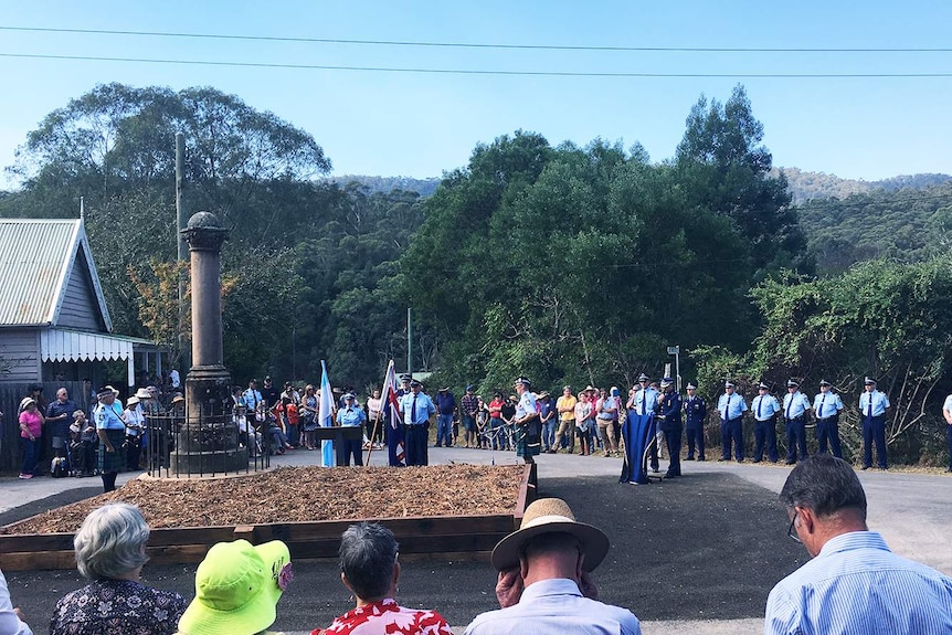 Police flag ceremony on the 150th anniversary of the shootout in which Constable Miles O'Grady was murdered