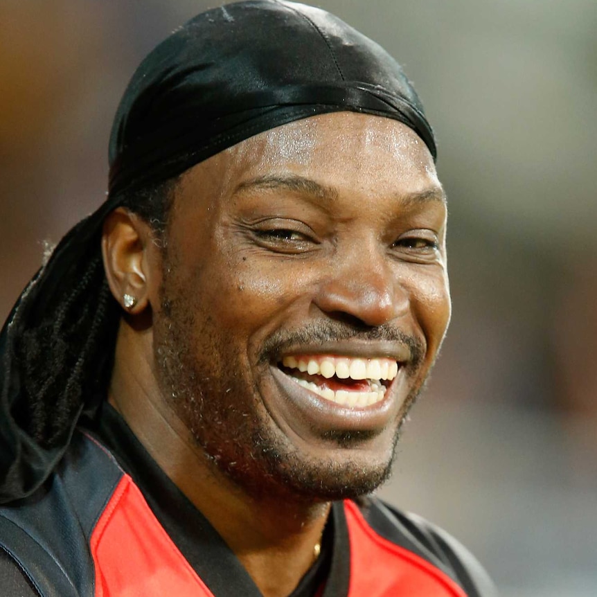 Chris Gayle all smiles in Hobart