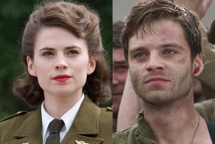 A composite image of Peggy Carter and Bucky Barnes.