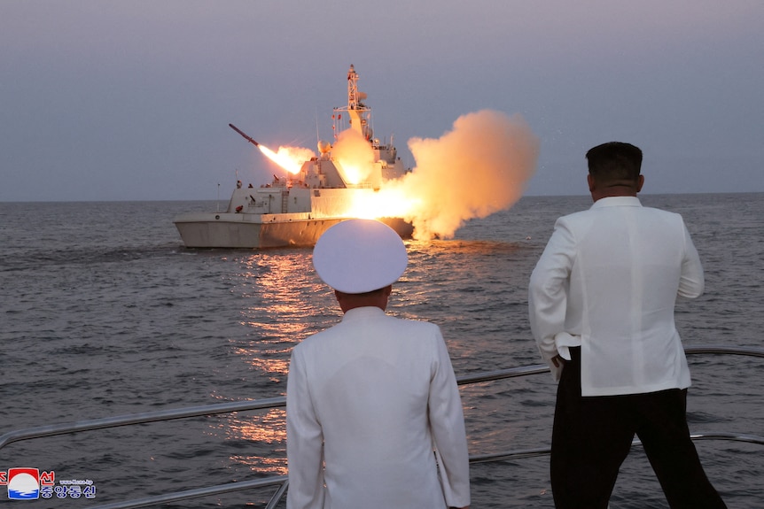 North Korean leader Kim Jong Un oversees a strategic cruise missile test.