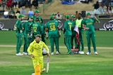 David Warner walks off as South Africa celebrates