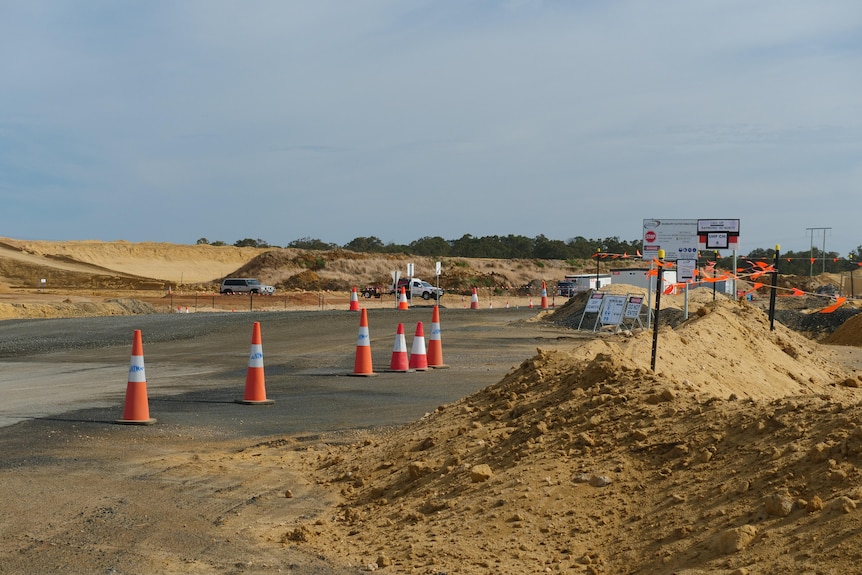 Construcción en la sección norte de la carretera de circunvalación exterior de Bunbury