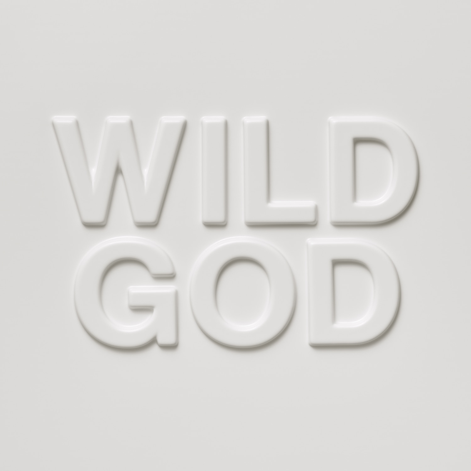 Cover art for Nick Cave & The Bad Seeds' 2024 album Wild God, showing title on white background