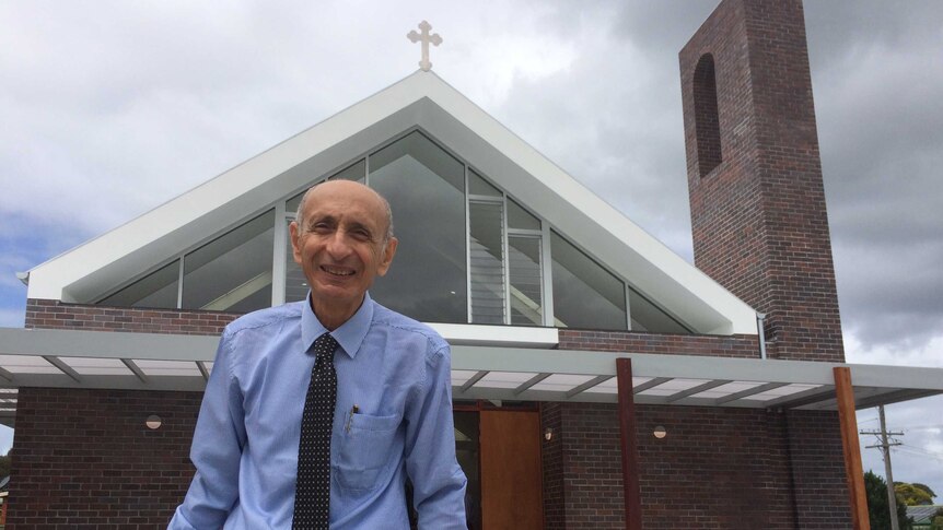 Dr Moheb Ghaly OAM led the push for the Coptic church at Cundletown and is standing outside it on the opening day.