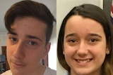 Close up side by side photos of a teenage boy and a teenage girl looking into the camera