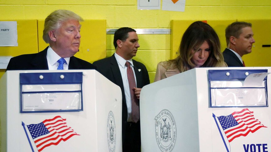 Donald Trump votes in US election