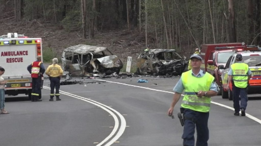 Two burnt out cars.