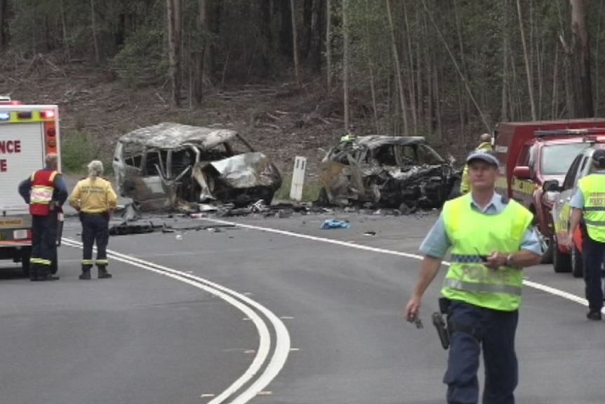 Two burnt out cars.