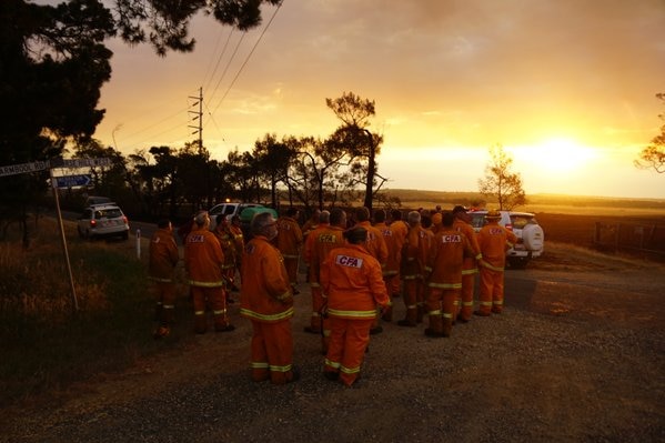 Firefighters in Victoria wrap up for the day