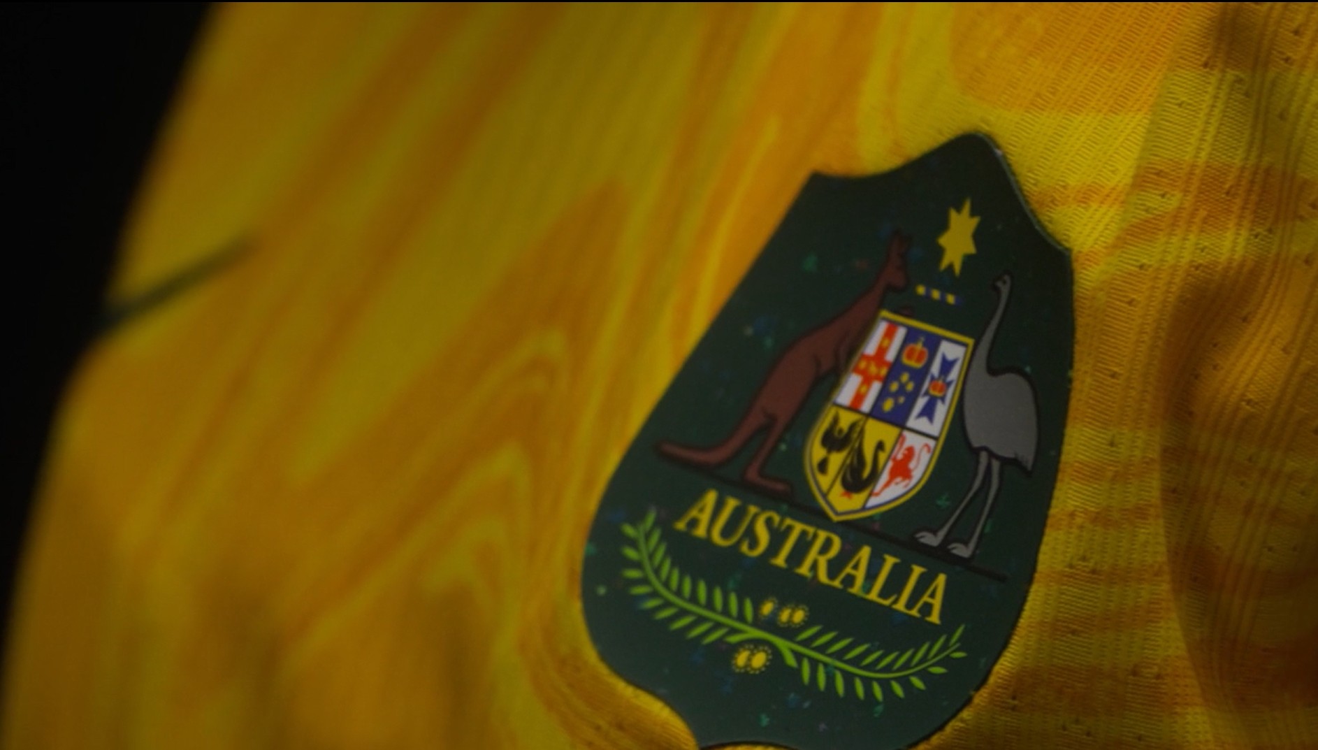 The Australia logo on a Matildas jersey.