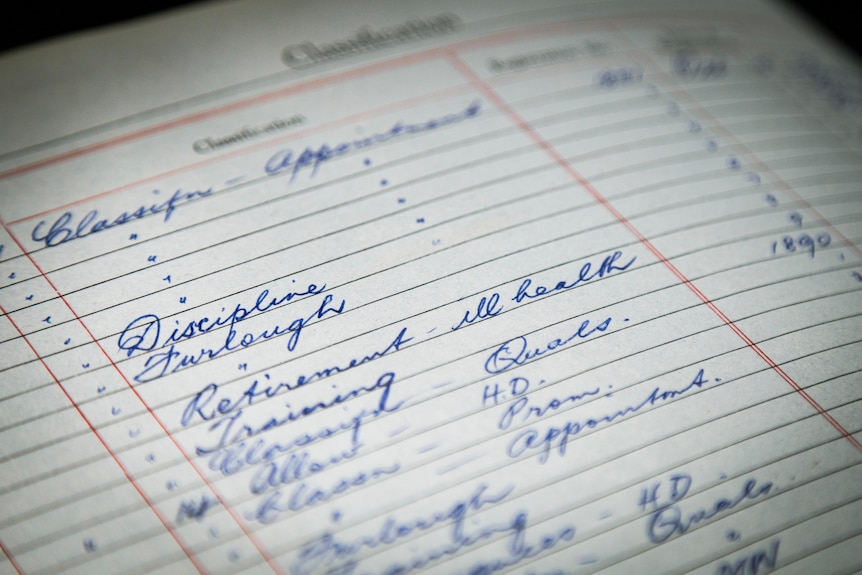 Cursive handwriting on a page, including the words "discipline" and "furlough".