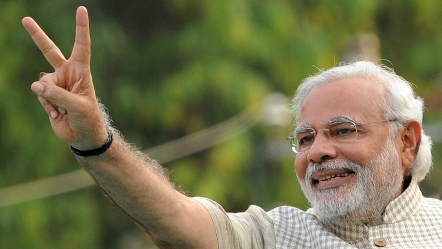 Narendra Modi celebrates election victory