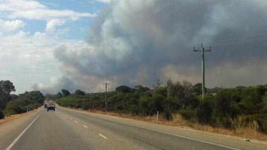 Smoke from a bushfire in Chittering in the Shire of Bindoon 21 February 2013